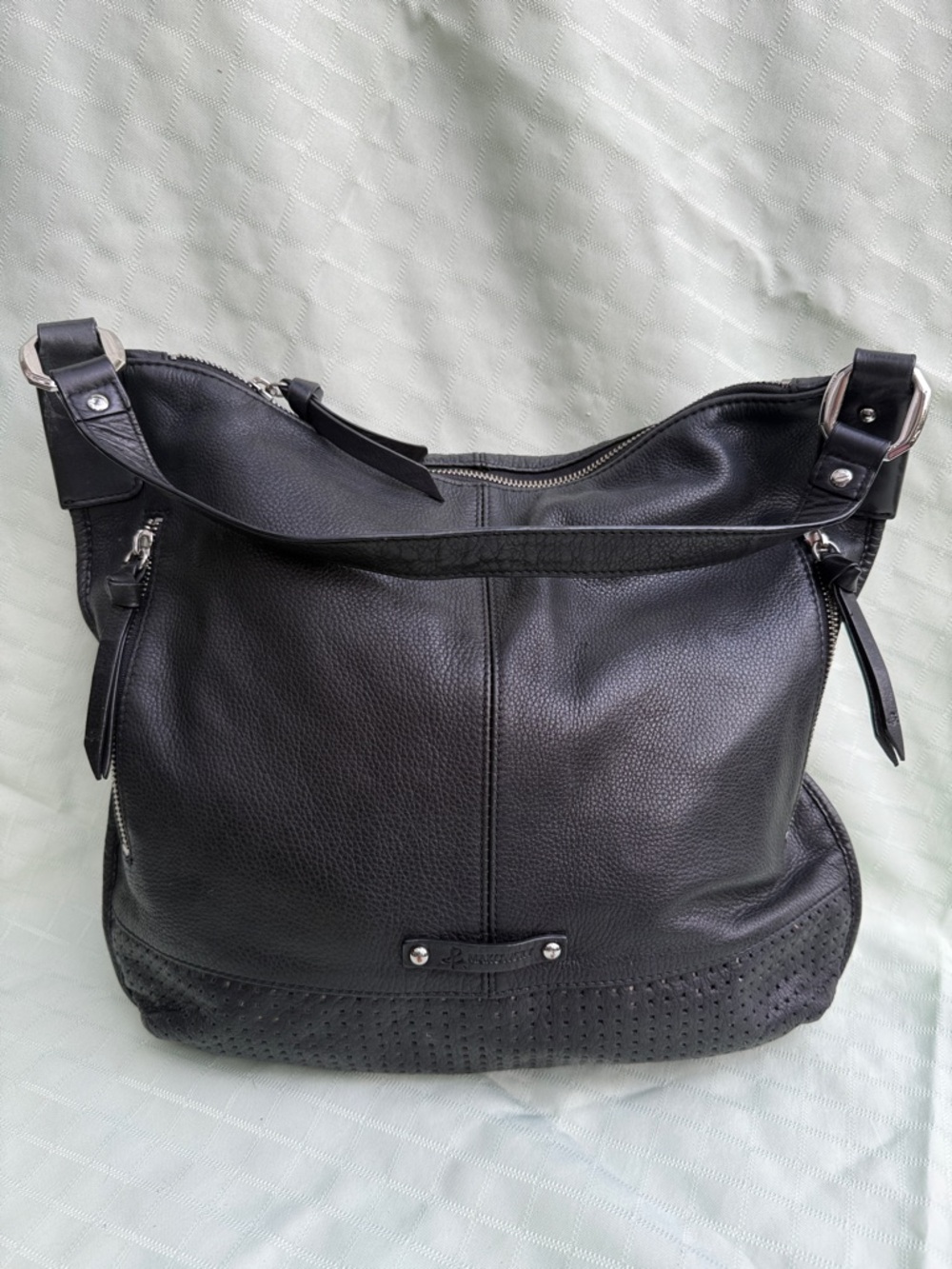 Vintage B. Makowsky Black Pebble Leather Women’s Hobo Bag -Classic Shoulder Tote